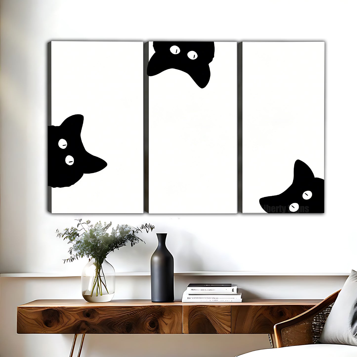 Minimalist Black Cat Wall Art Print | Modern Home Decor|Liberty Signs #L565