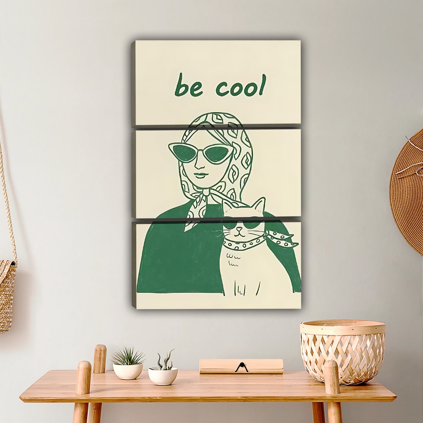 Be Cool Retro Cat & Woman Illustration Print|Liberty Signs #L386