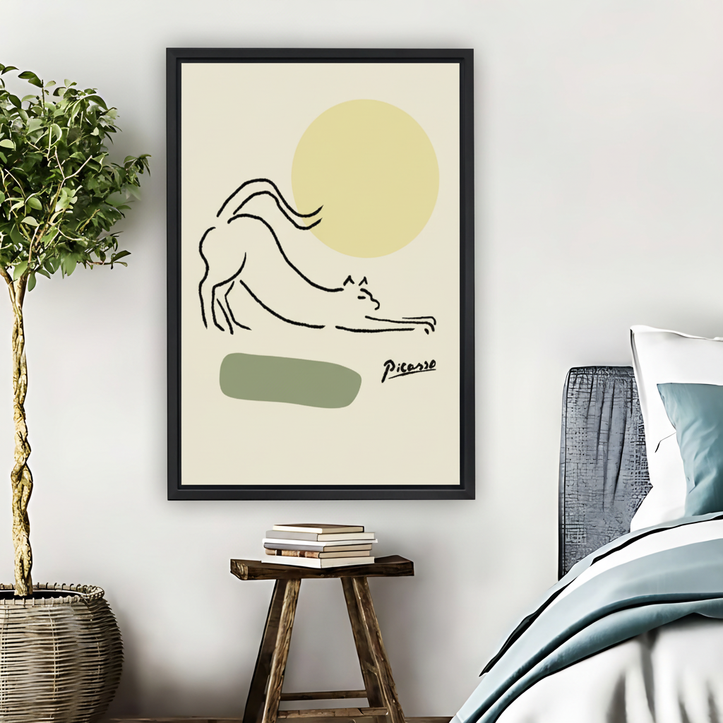 Picasso Cat Line Art Minimalist Framed Canvas Wall Art|Liberty Signs #L1678