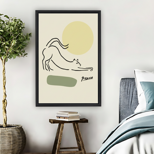 Picasso Cat Line Art Minimalist Framed Canvas Wall Art|Liberty Signs #L1678
