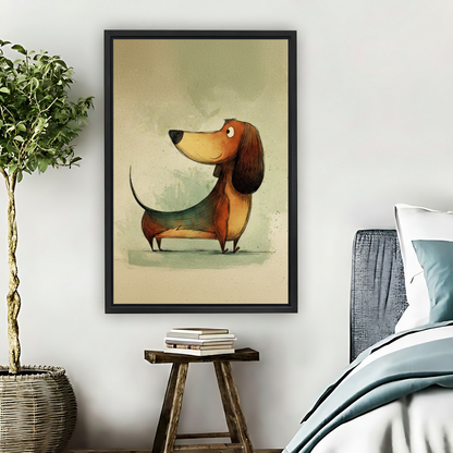 Cute Dachshund Framed Canvas Wall Art Print|Liberty Signs#L1771