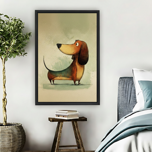 Cute Dachshund Framed Canvas Wall Art Print|Liberty Signs#L1771