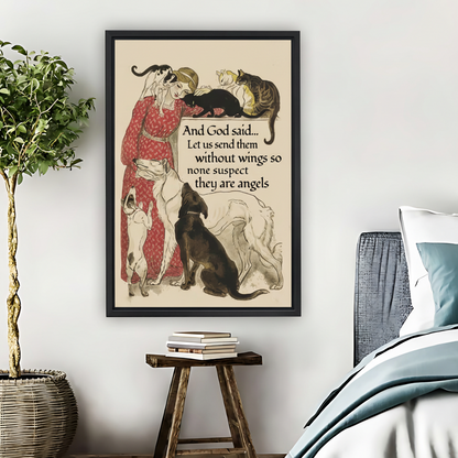 And God Said They Are Angels Vintage Pet Framed Canvas Art|Liberty Signs #L1665