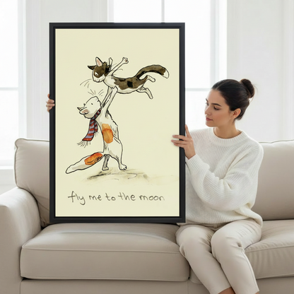 Funny Cat Wall Art Framed Canvas Print l2034