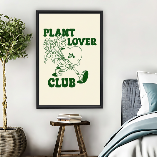 Plant Lover Club Retro Groovy Cartoon Framed Canvas Art|Liberty Signs #L1661