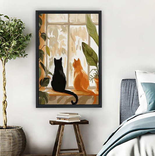 Cat in Window with Greenery Wall Art| Liberty Signs #L1523