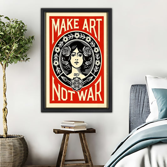 Make Art Not War Retro Propaganda Art Print - Activist Wall Decor|Liberty Signs #L425