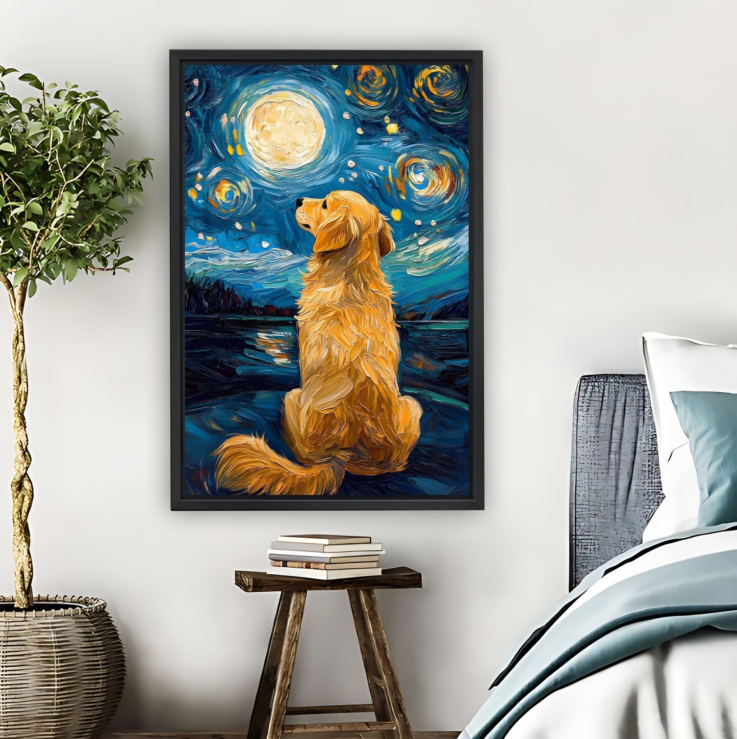 Dog Under Starry Night Van Gogh Inspired Wall Art| Liberty Signs #L895