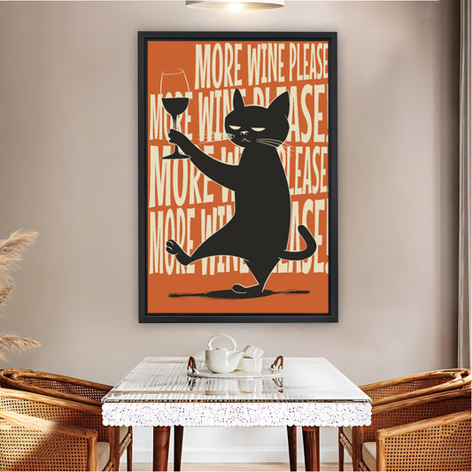"More Wine Please" Funny Cat Wine Lover Wall Art|Liberty Signs #L831