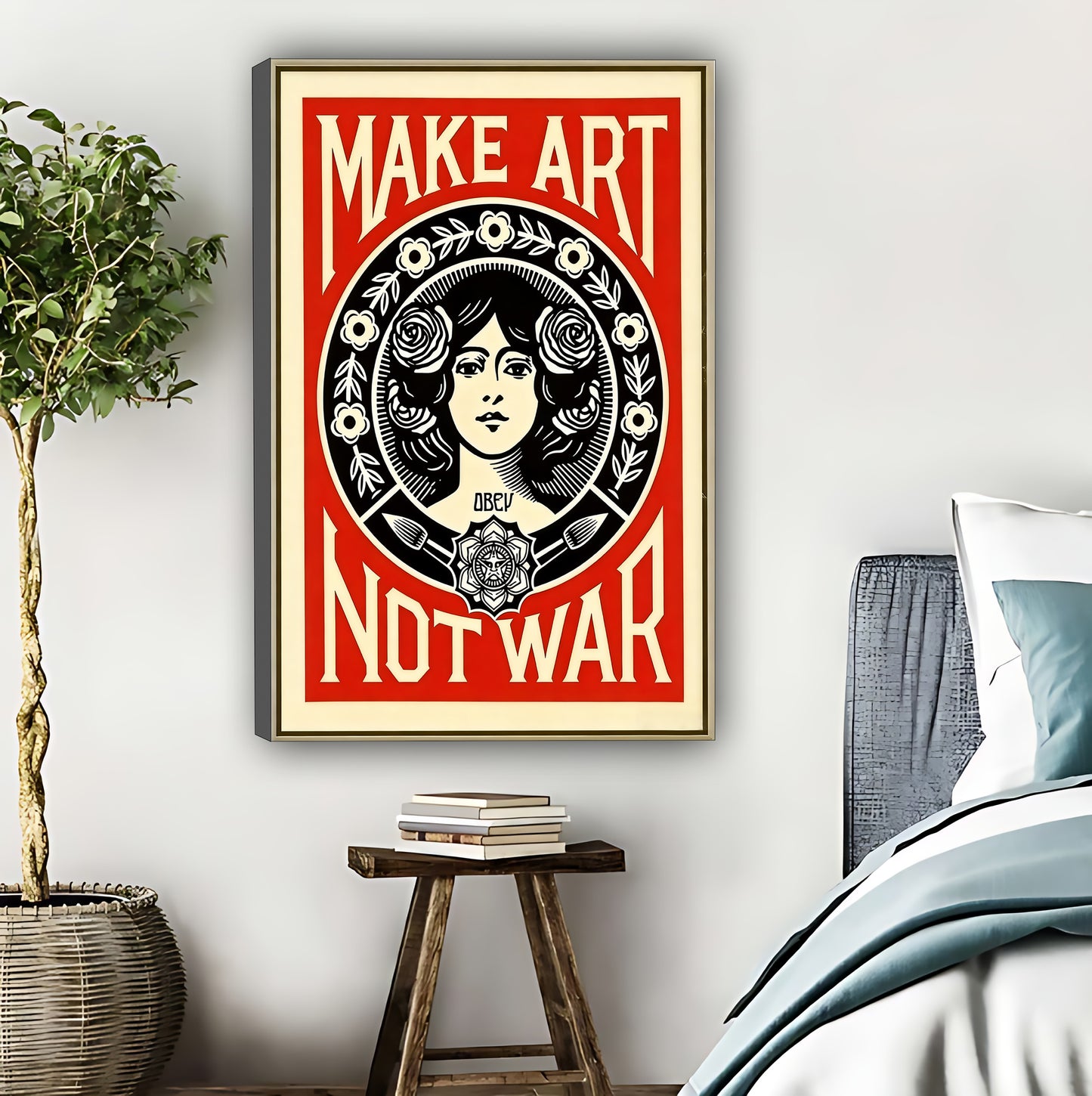 Make Art Not War Retro Propaganda Art Print - Activist Wall Decor|Liberty Signs #L425