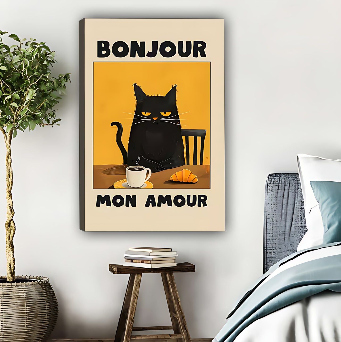 Bonjour Mon Amour Cat Coffee Art|Liberty Signs #L479