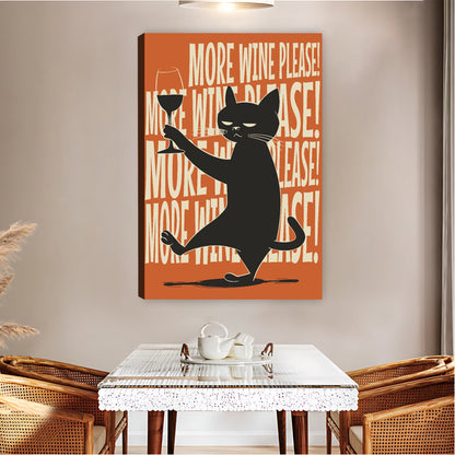"More Wine Please" Funny Cat Wine Lover Wall Art|Liberty Signs #L831