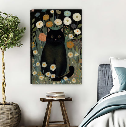 Black Cat in Wildflowers Art Print| Liberty Signs #L1546