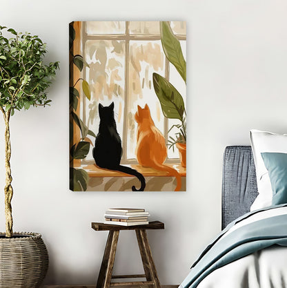 Cat in Window with Greenery Wall Art| Liberty Signs #L1523