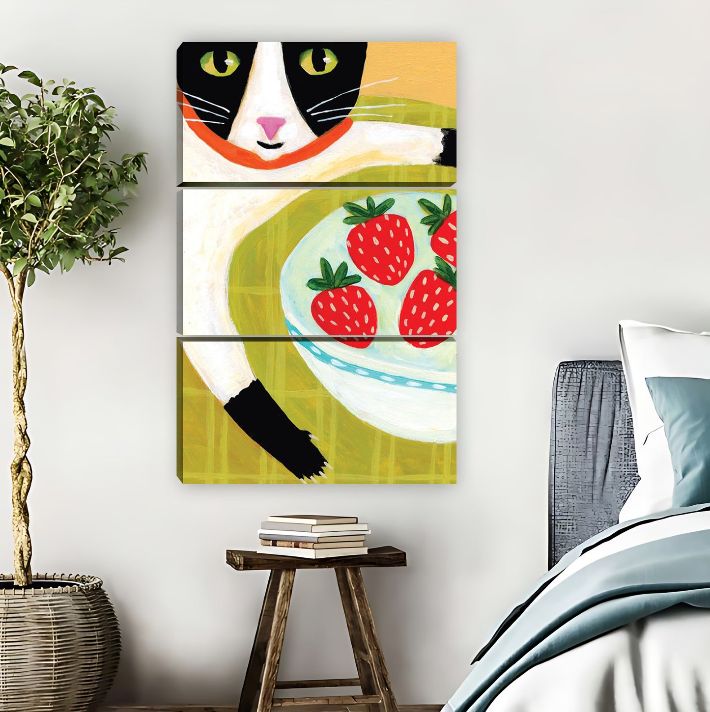 Playful Cat Stealing Strawberries Whimsical Wall Art|Liberty Signs #L869