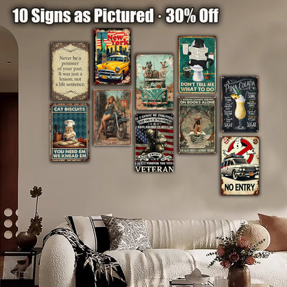 8x12 Cute Cat Metal Sign – Retro Tin Wall Art for Cat Lovers & Kitchens (1/3/6/10 Pieces) | Liberty Signs #ZH2317