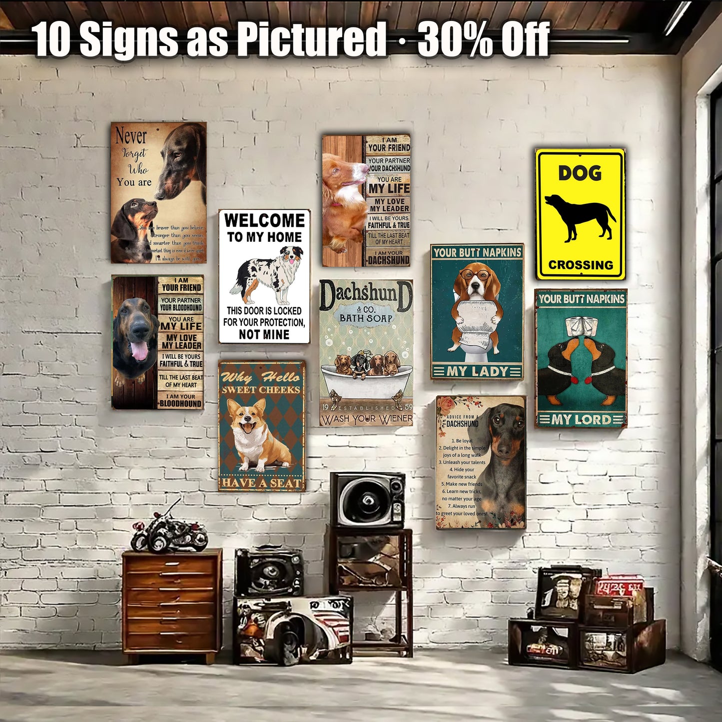 8x12 Funny Dog Metal Sign – Vintage Tin Wall Art for Pet Lovers & Homes (1/3/6/10 Pieces) | Liberty Signs #ZH 1033