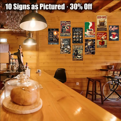 8x12 Kitchen Metal Sign – Coffee & Recipe Tin Wall Decor for Homes (1/3/6/10 Pieces) | Liberty Signs #ZH8024