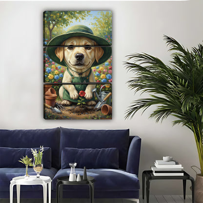 Garden Dog Wall Art - Puppy with Flowers Canvas Print| Liberty Signs #L301