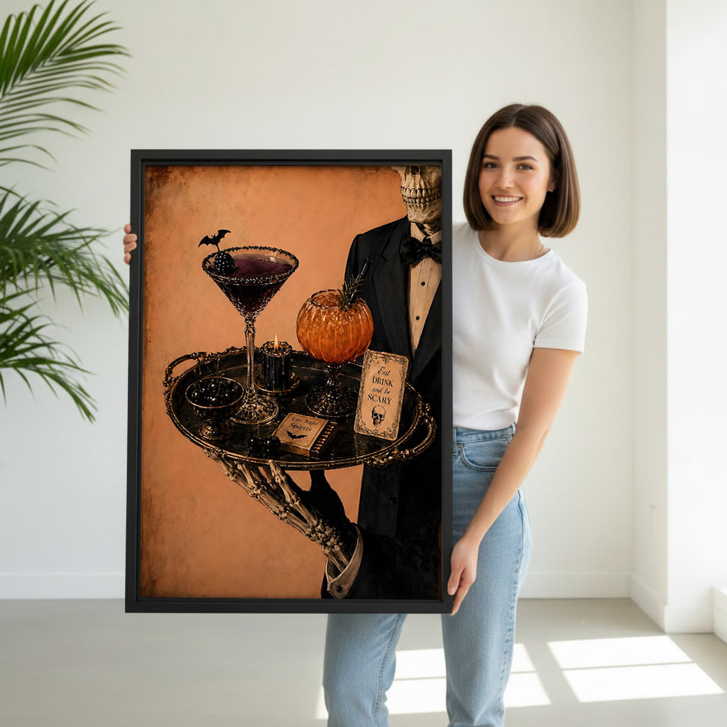 Halloween Skeleton Server Canvas Wall Art L6177