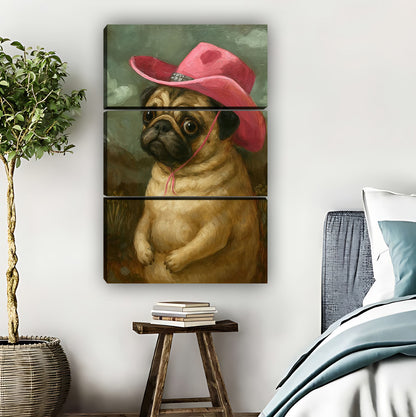 Pug in Pink Cowboy Hat Funny Western Wall Art|Liberty Signs #L827