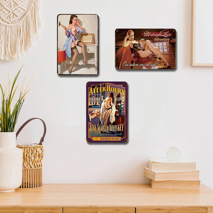 8x12 Pin-Up Girl Metal Sign – Retro Tin Wall Art for Garage & Bar Decor | Liberty Signs #ZH3003
