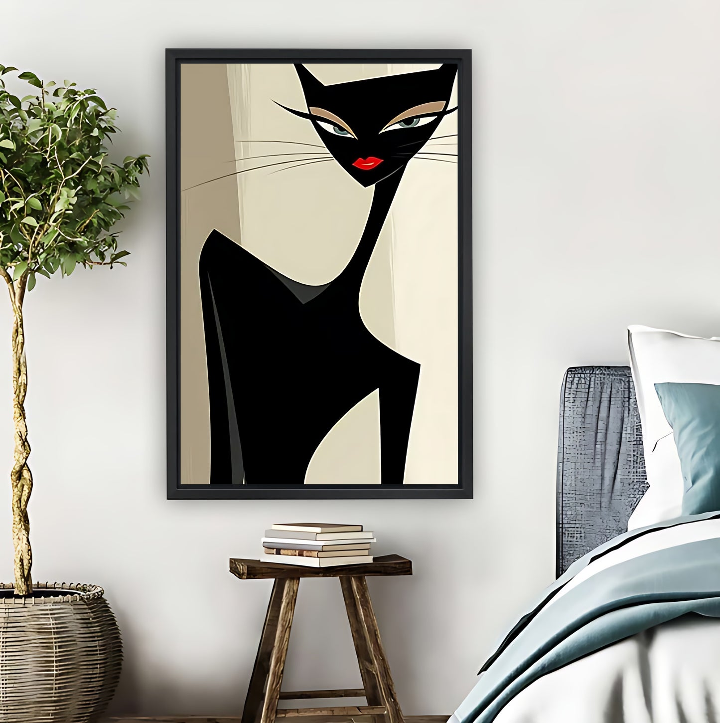 Retro Stylish Black Cat Mid-Century Modern Wall Art|Liberty Signs #L847