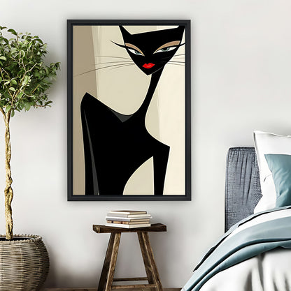 Retro Stylish Black Cat Mid-Century Modern Wall Art|Liberty Signs #L847