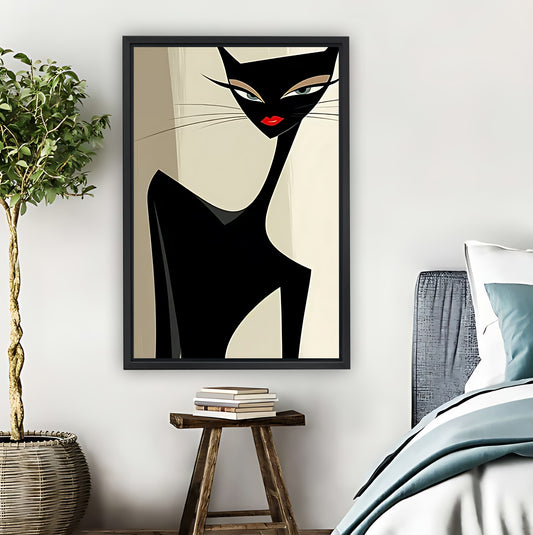 Retro Stylish Black Cat Mid-Century Modern Wall Art|Liberty Signs #L847