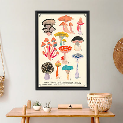 Vintage Mushroom Chart Art Print - Whimsical Botanical Wall Decor|Liberty Signs #L454