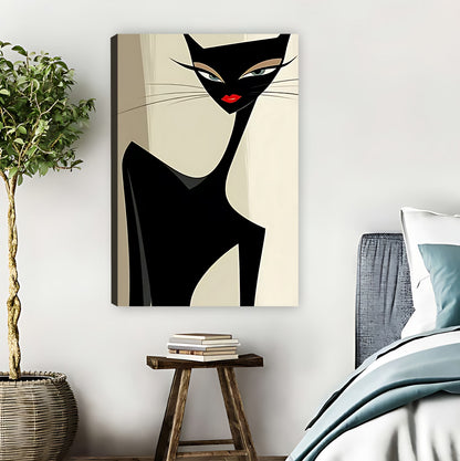 Retro Stylish Black Cat Mid-Century Modern Wall Art|Liberty Signs #L847