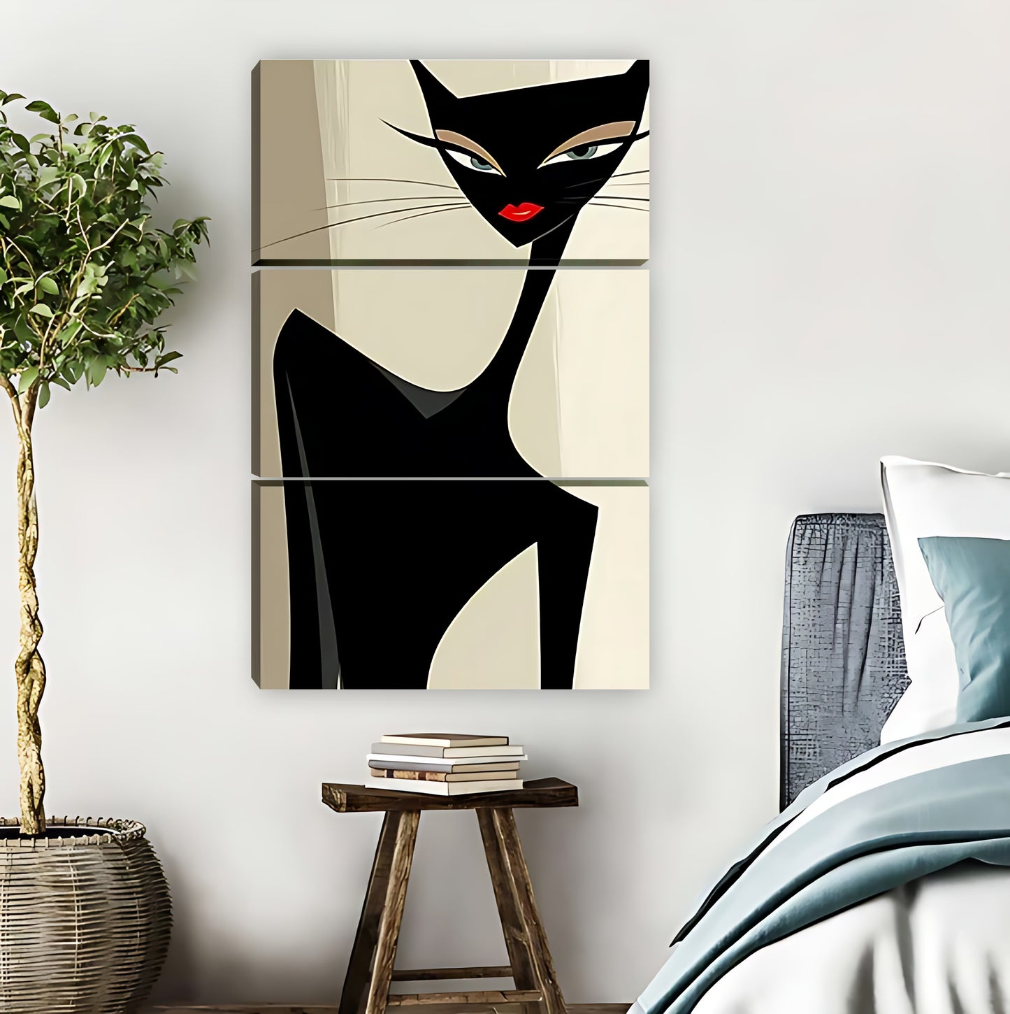 Retro Stylish Black Cat Mid-Century Modern Wall Art|Liberty Signs #L847