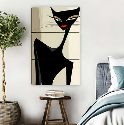 Retro Stylish Black Cat Mid-Century Modern Wall Art|Liberty Signs #L847