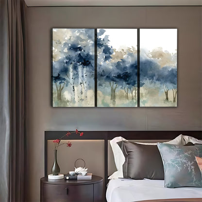 Abstract Watercolor Landscape Canvas - Blue Misty Forest Wall Art|Liberty Signs #L360