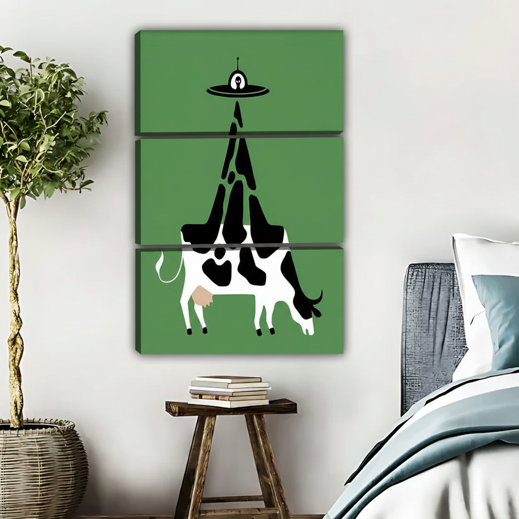 Playful UFO Cow Abduction Wall Art Print|Liberty Signs #L523