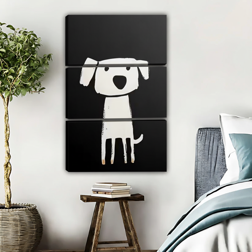 Minimalist Dog Art Print - Black and White Modern Wall Decor|Liberty Signs #L449