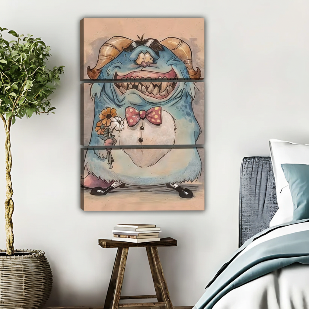 Whimsical Monster Art Print - Cute Blue Creature Wall Decor|Liberty Signs #L443