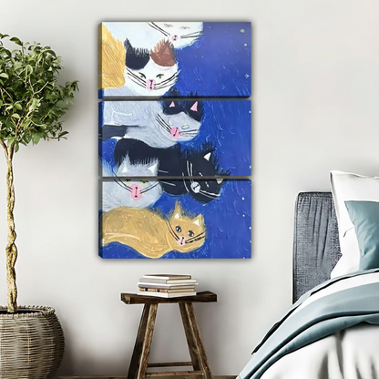 Whimsical Cat Pile Canvas - Playful Animal Art Print|Liberty Signs #L605