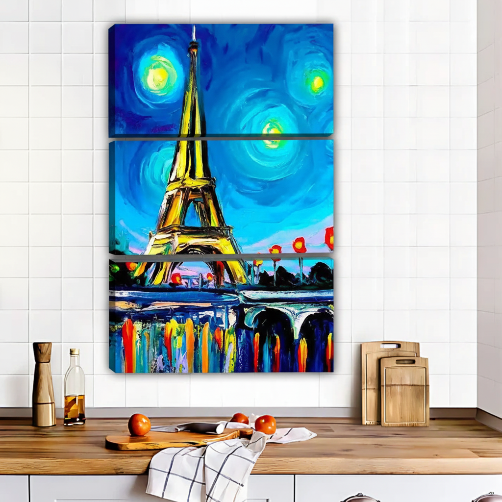 Vanogh-Inspired Eiffel Tower Canvas Art - Vibrant Paris Night Sky Wall Decor|Liberty Signs #L547