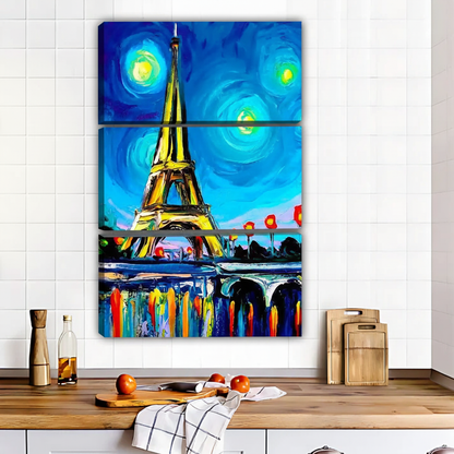 Vanogh-Inspired Eiffel Tower Canvas Art - Vibrant Paris Night Sky Wall Decor|Liberty Signs #L547