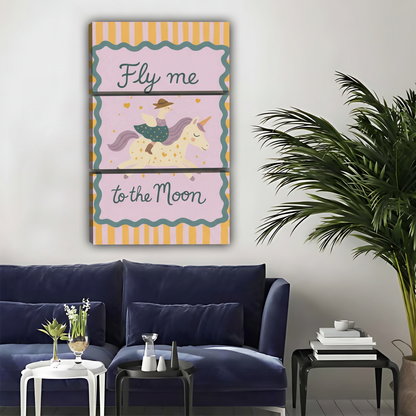 Whimsical Unicorn Kids Room Decor - Fly Me to the Moon Print  |Liberty Signs #L368