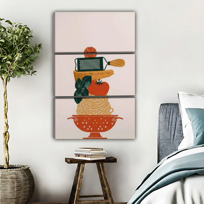 Italian Pasta Stack Kitchen Art Print - Modern Food Illustration|Liberty Signs #L408