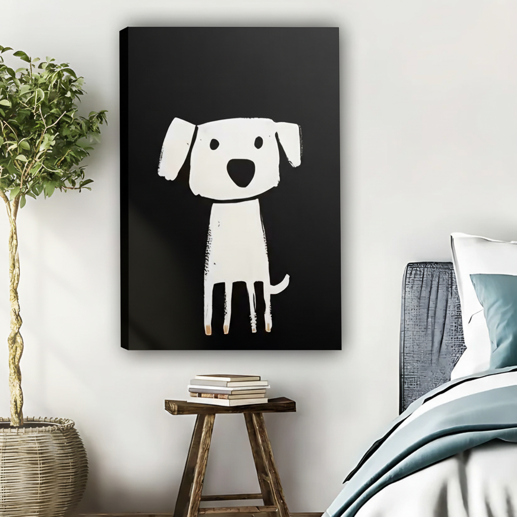Minimalist Dog Art Print - Black and White Modern Wall Decor|Liberty Signs #L449