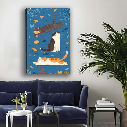 Three Happy Cats Canvas Print - Whimsical Animal Wall Art|Liberty Signs #L355