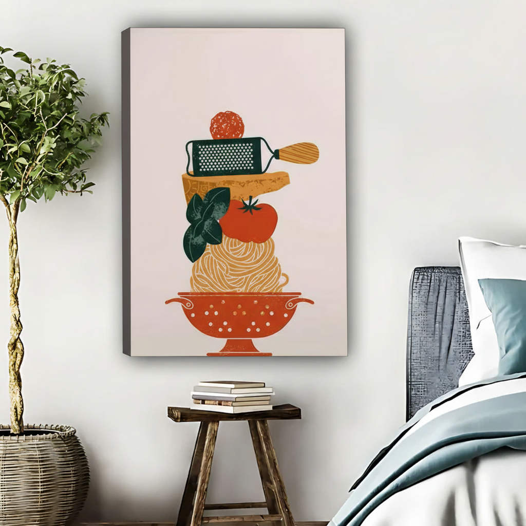 Italian Pasta Stack Kitchen Art Print - Modern Food Illustration|Liberty Signs #L408