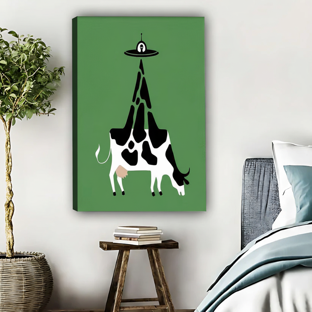 Playful UFO Cow Abduction Wall Art Print|Liberty Signs #L523