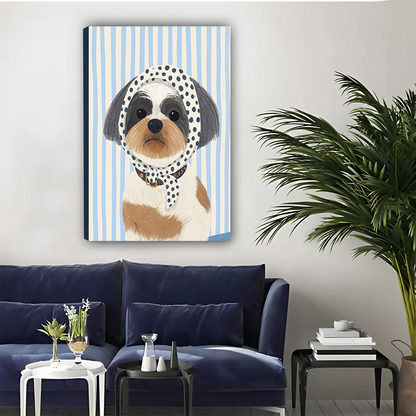 Cute Dog in Polka Dot Scarf — Funny Pet Portrait Wall Art| Liberty Signs#L942