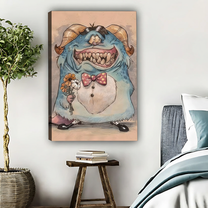 Whimsical Monster Art Print - Cute Blue Creature Wall Decor|Liberty Signs #L443