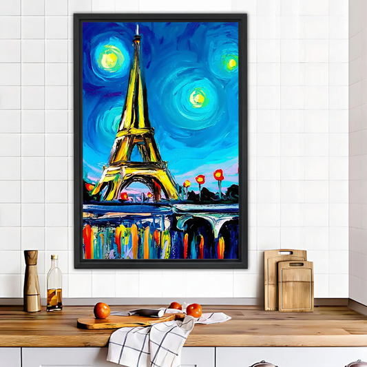 Vanogh-Inspired Eiffel Tower Canvas Art - Vibrant Paris Night Sky Wall Decor|Liberty Signs #L547