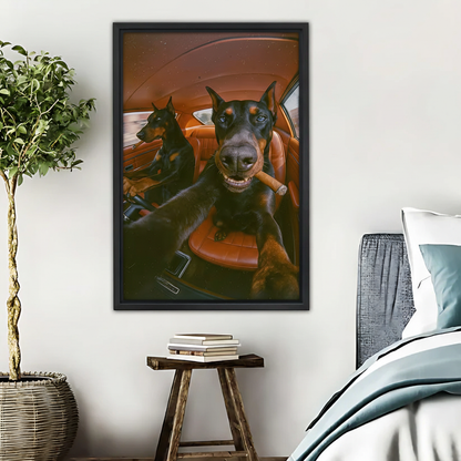 Funny Dogs in Car Wall Art - Modern Animal Canvas Print|Liberty Signs #L535